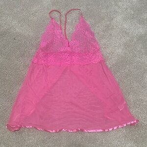 Elegant Pink Lace Chemise